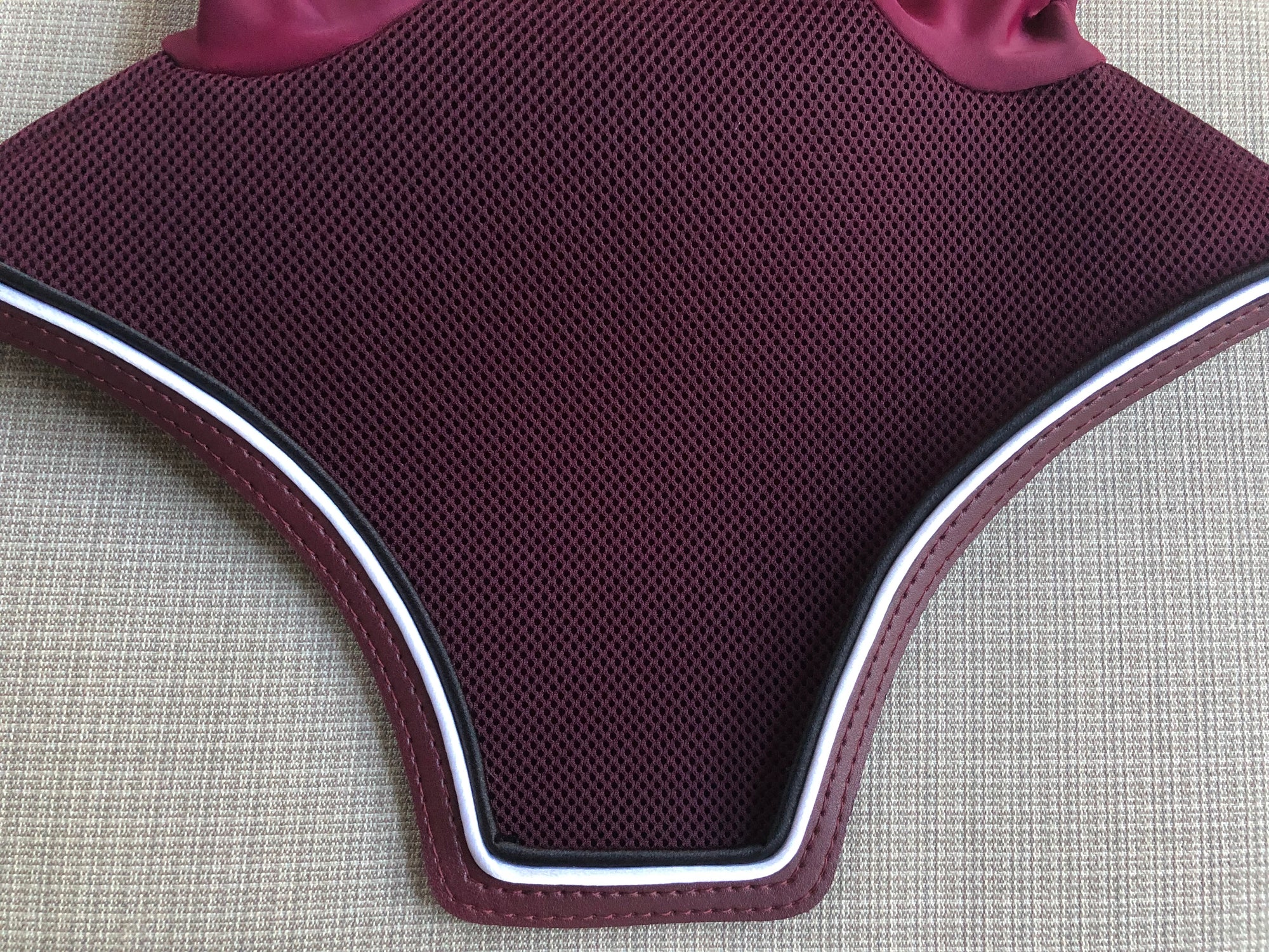 Burgundy Bonnet with White and Black Piping