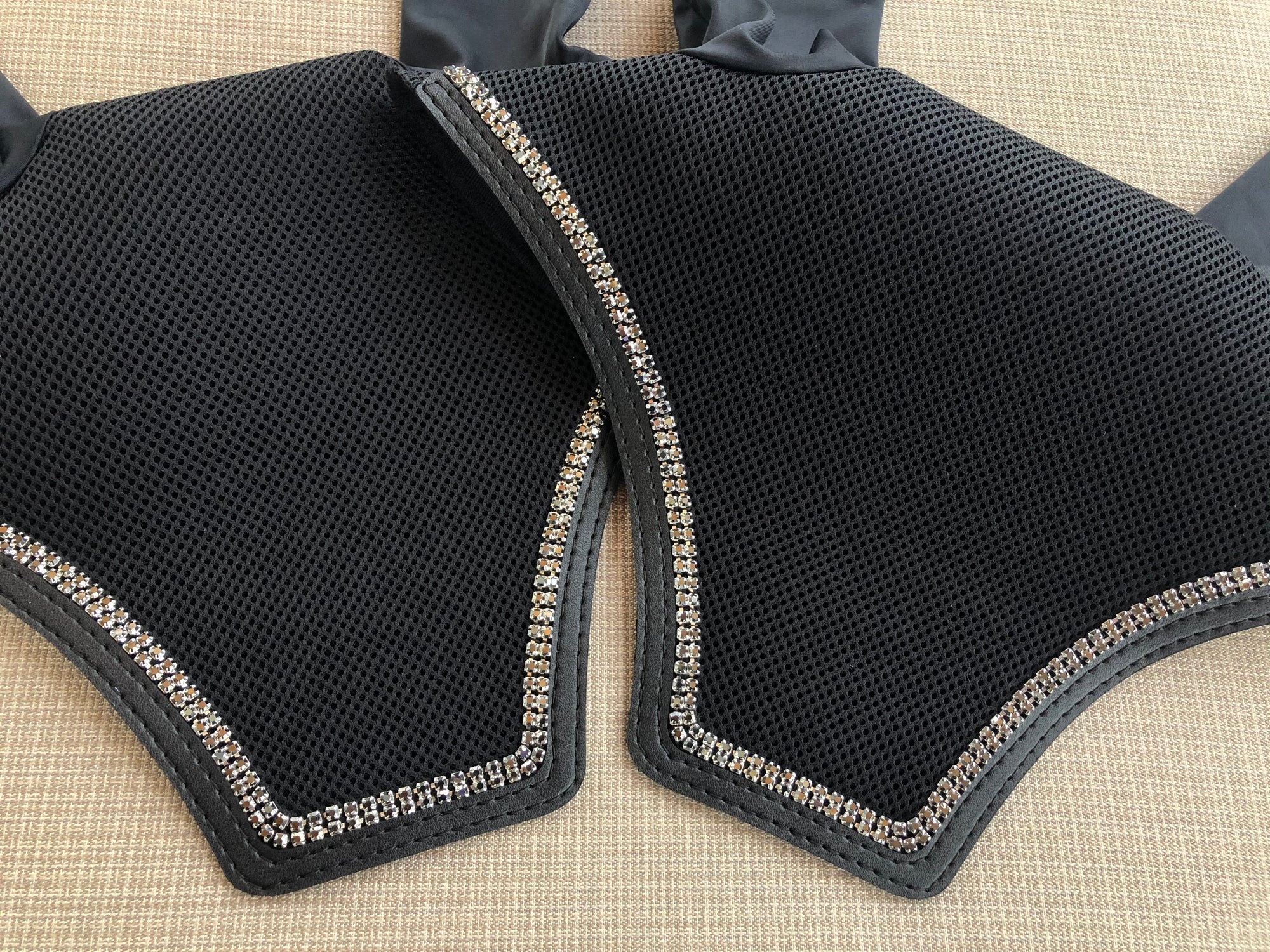 Black Bonnets with Double Black Diamond Crystals
