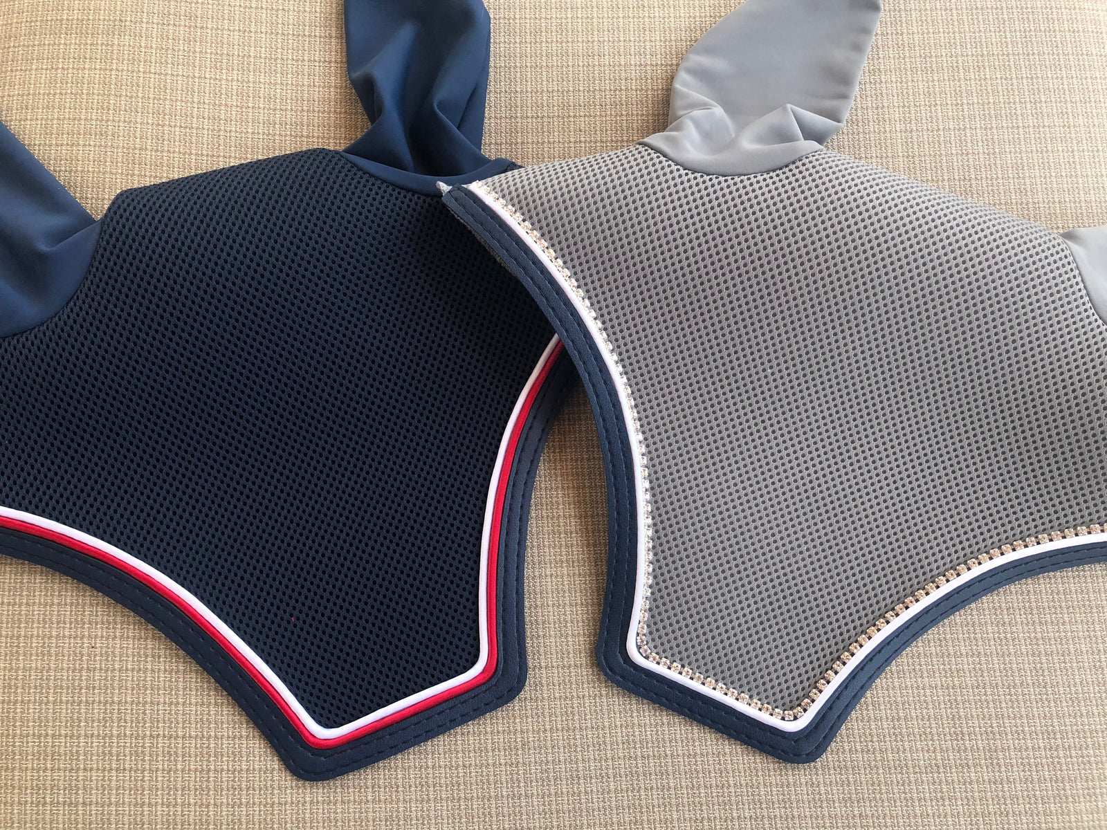 Navy Red, White and Blue Bonnet and Light Grey, Navy and White Bonnet with Crystals