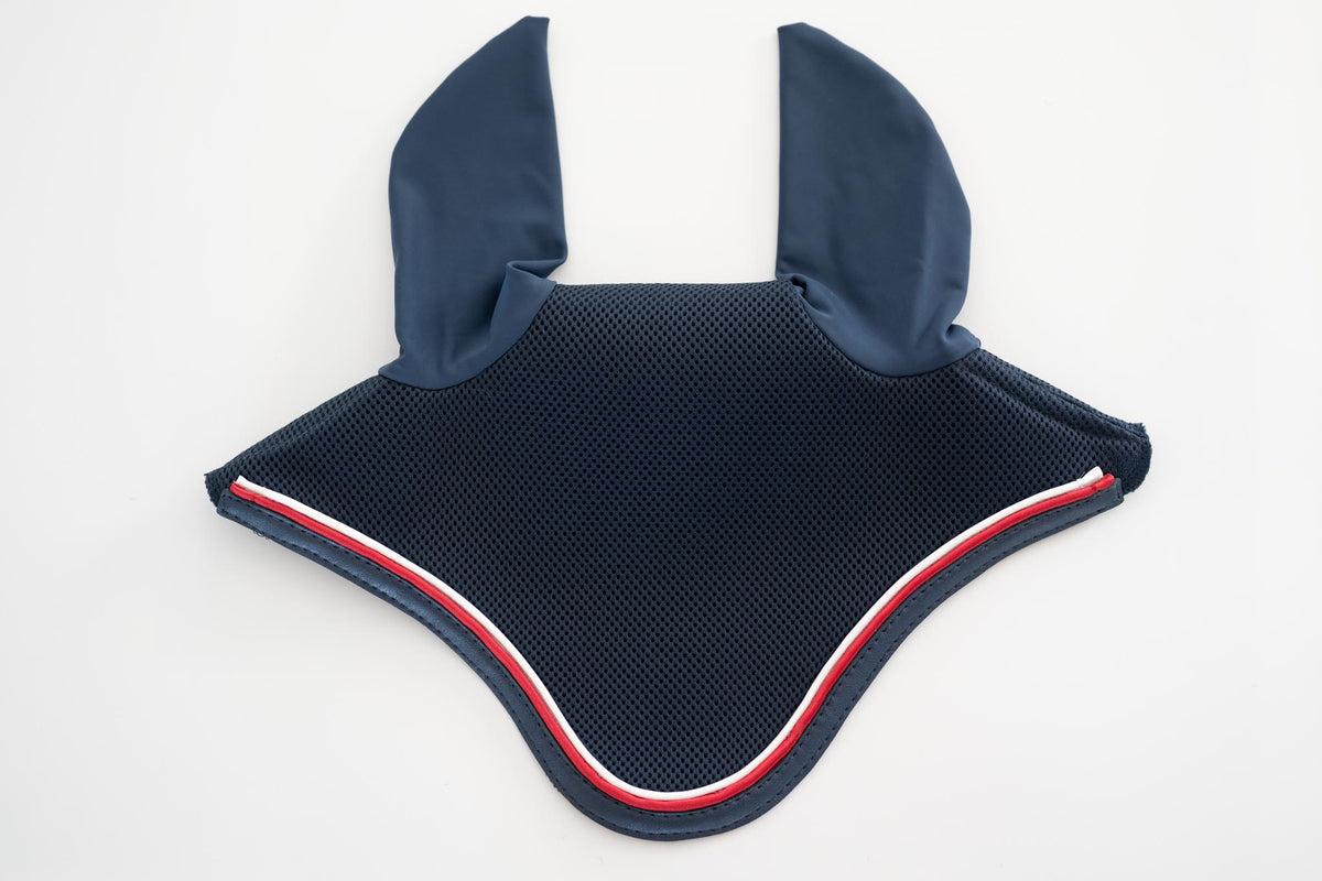 Round Navy Blue, Navy Blue Trim, Red and White Piping